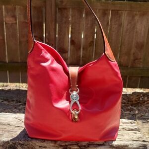 Dooney And Bourke Red And Brown Leather Women's Shoulder Bag